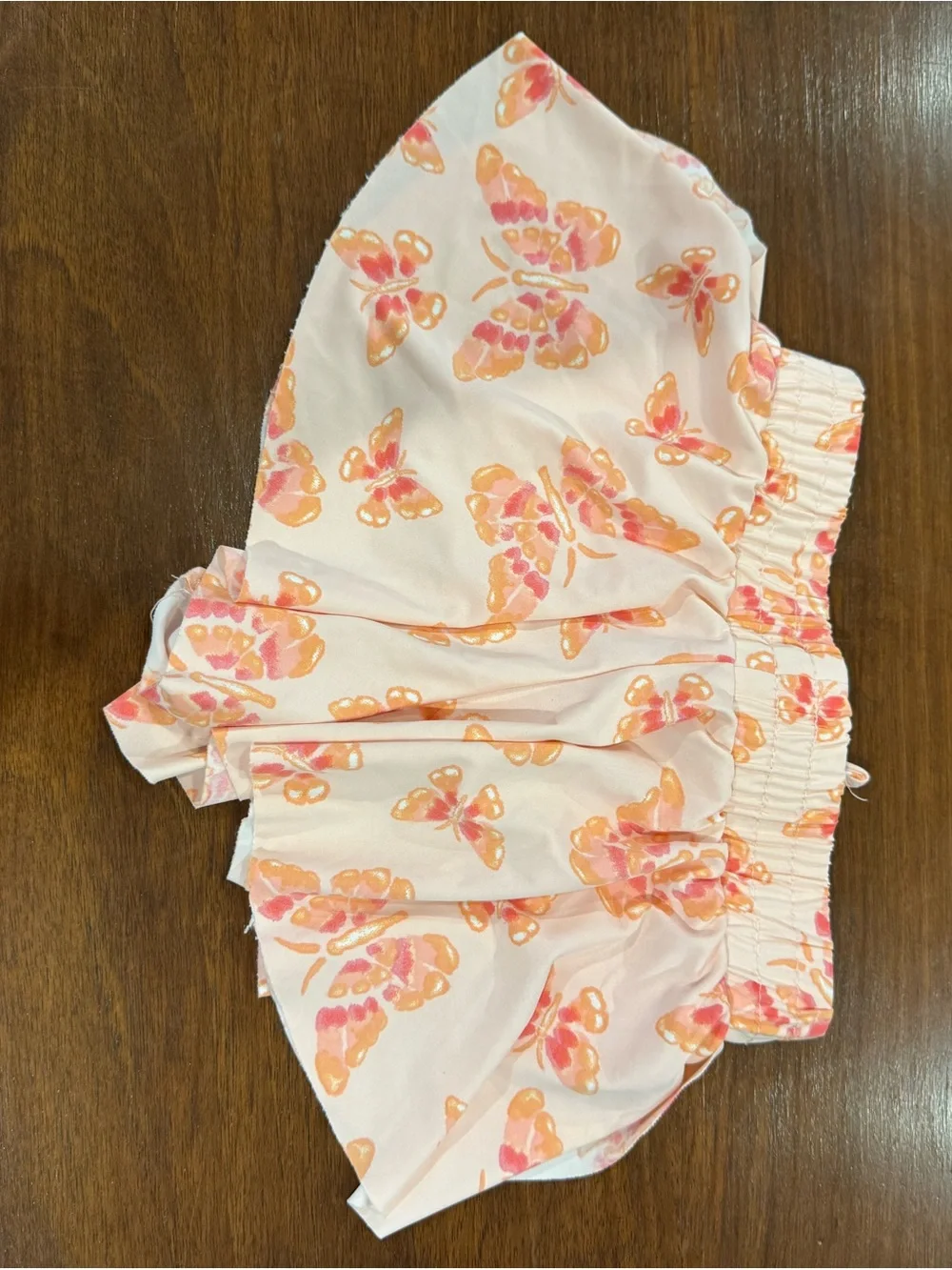Girls Pink Butterfly Print Ruffle Skirt